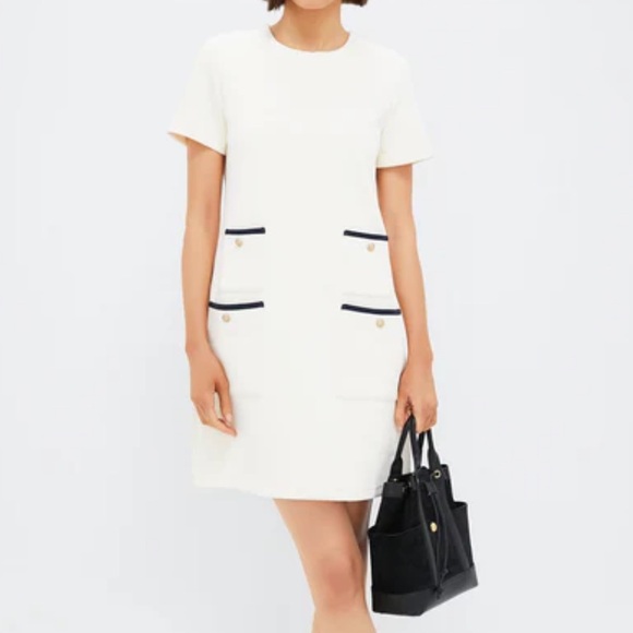 Pearl White Short Sleeve Francoise Dress - Picture 2 of 11